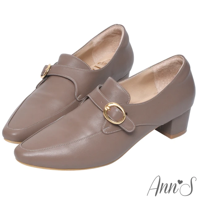 【Ann’S】手工製作頂級綿羊皮氣質金扣低跟踝靴4cm(咖)