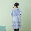 【MOSS CLUB】打折直條印花洋裝-女短袖洋裝 條紋 藍 白(二色/版型寬鬆)