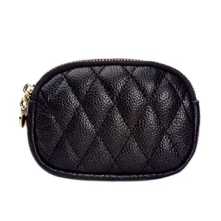 【Sp house】經典菱格雙拉鍊女用小零錢包(6色可選)