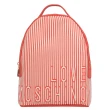 【MOSCHINO】LOVE MOSCHINO 條紋帆布拼接手提後背包(紅)
