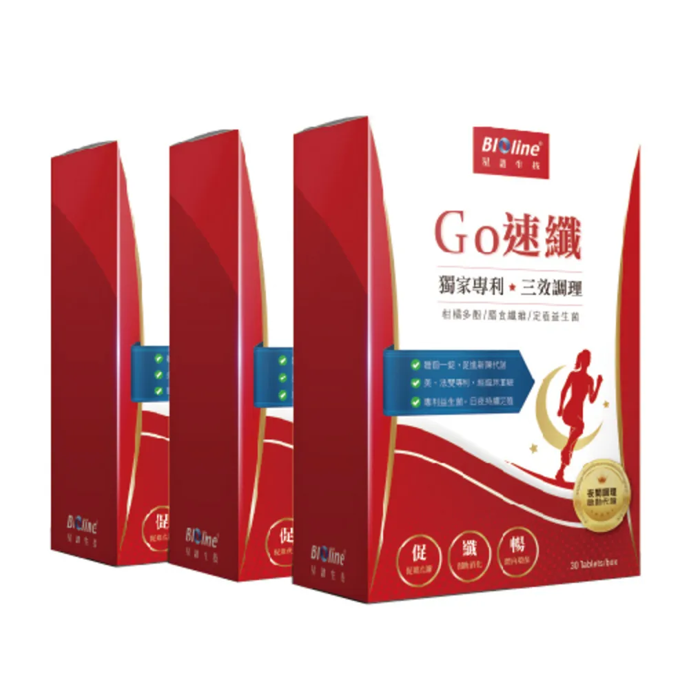 【Bioline 星譜生技】Go速纖_啟爆代謝3盒(30顆/盒)(添加柑橘多酚.酵素.膳食纖維.益生菌.黑胡椒鹼)