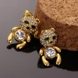 【Aphrodite 愛芙晶鑽】可愛小熊造型鑲鑽耳環(黃金色)