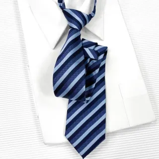 【vivi 領帶家族】自動拉鍊窄版7cm領帶(0722055雙藍斜紋)
