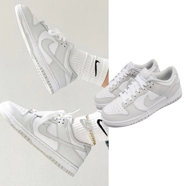 NIKE 耐吉】休閒鞋Dunk Low 女鞋經典款皮革灰白Photon Dust(DD1503-103