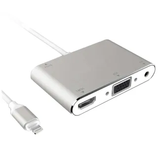 【UniSync】蘋果iPhone/iPad/lightning轉HDMI/VGA MHL影音轉接器 銀
