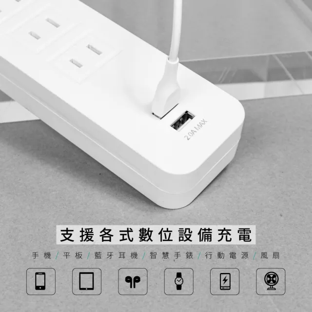 【KINYO】1開3插+雙USB延長線 1.8M(CGU213-6)