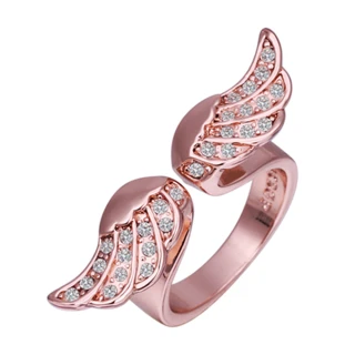 【Aphrodite 愛芙晶鑽】飛翔翅膀造型水鑽戒指(玫瑰金色)