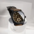 【FOSSIL】咖啡皮革錶帶三眼計時手錶 男錶 情人節(FS4656)