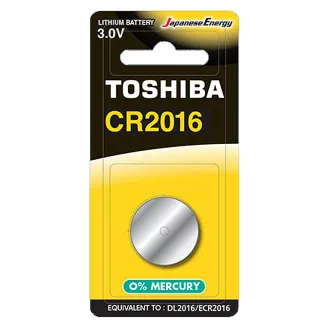 【TOSHIBA 東芝】CR2016鈕扣型 鋰電池10粒盒裝(3V DL2016鈕型電池 無鉛 無汞)