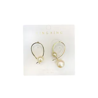 【YS Style】韓式名品 冷淡不規則金屬風珍珠耳環(正韓 垂墜耳環 皮質耳環收納)
