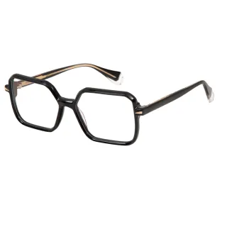 【GIGI Studios】個性設計金飾光學眼鏡(黑 - OLIVIA-6651/1)