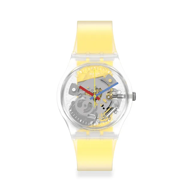 【SWATCH】Gent 原創系列手錶CLEARLY YELLOW STRIPED 瑞士錶 錶(34mm)