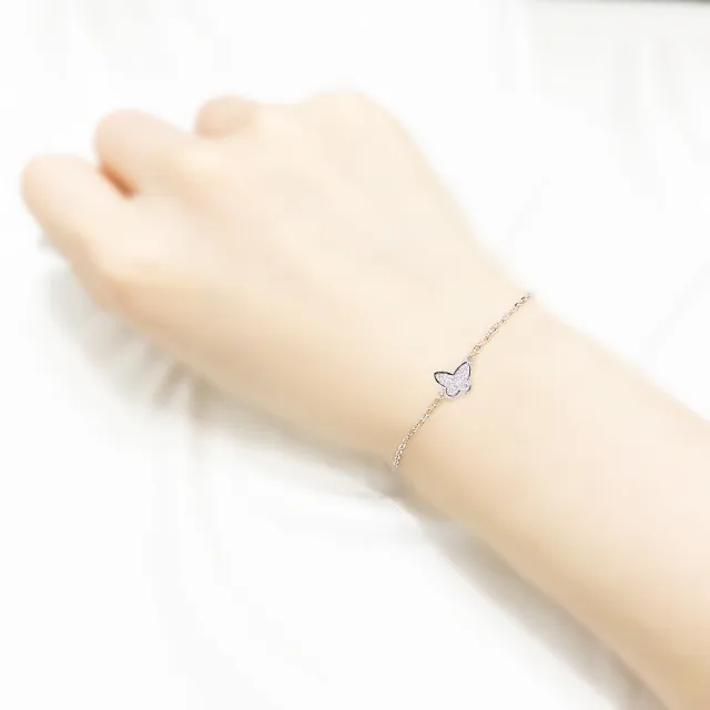 【AURORA 歐羅拉】天然真鑽創意設計18K白金 女神鑽石手鍊 蝴蝶