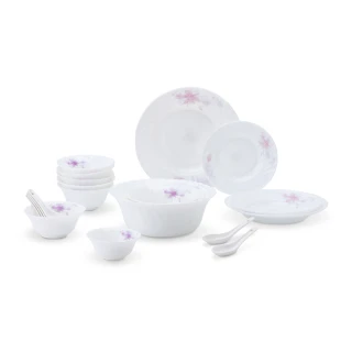 【CookPower 鍋寶】玉晶玻璃瓷碗餐盤21件組(EO-LH6XTP4L5Z5TS506)