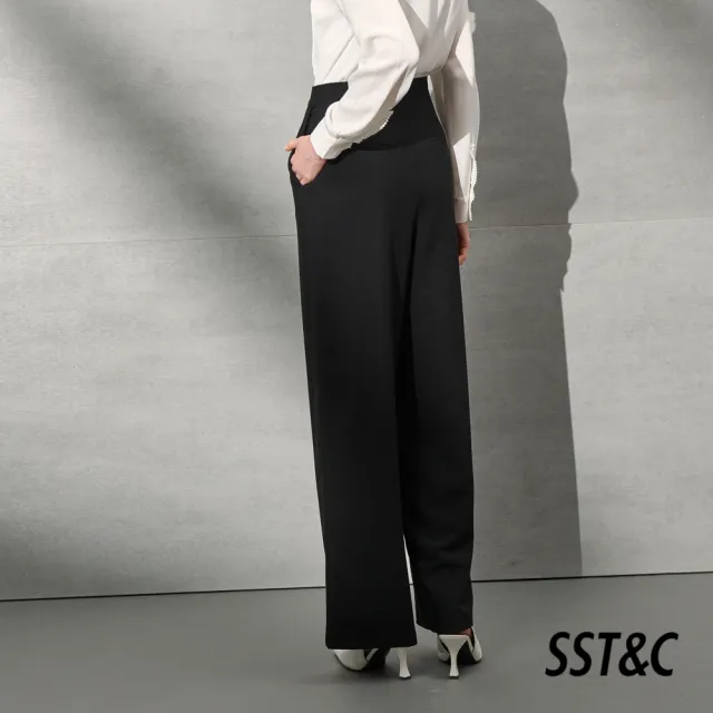 【SST&C 最後55折】黑色高腰直筒寬褲8262111002