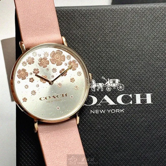 【COACH】COACH蔻馳女錶型號CH00079(白色錶面玫瑰金錶殼粉紅真皮皮革錶帶款)