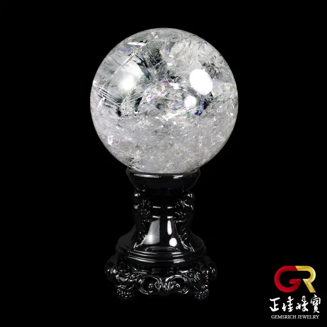 正佳珠寶】白水晶頂級彩虹白水晶球6.4kg 白水晶擺件｜特製木座(頂級