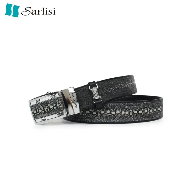 【Sarlisi】泰國進口新款珍珠魚皮男士皮帶真皮時尚商務高檔正品腰帶