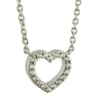 【Tiffany&Co. 蒂芙尼】鑲16顆鑽迷你愛心墜飾18K白金項鍊(展示品)