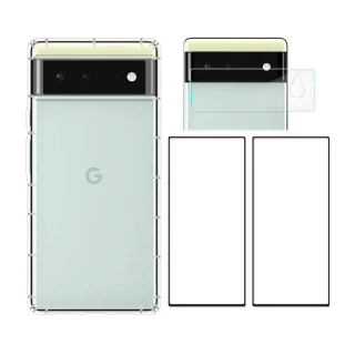 【RedMoon】Google Pixel 6 手機殼貼4件組 空壓殼-9H玻璃保貼2入+厚版鏡頭貼