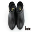 【bac】腳踝飾釦金屬拼接粗跟短靴(黑)