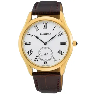 【SEIKO 精工】CS系列 羅馬數字小秒針時尚腕錶-39mm/金 畢業 禮物(6G28-01A0G/SRK050P1)