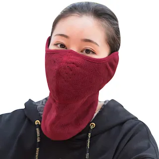 【89 zone】日系保暖護耳護頸防風 防曬口罩 面罩(自行車-酒紅)