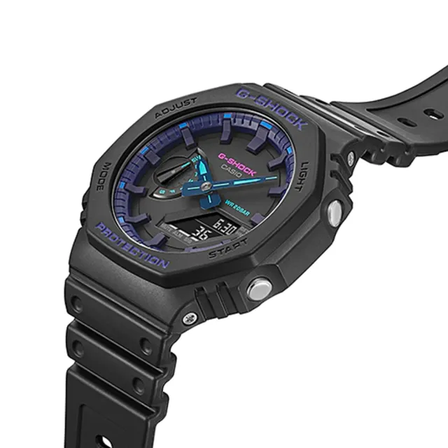 【CASIO 卡西歐】G-SHOCK 八角防護構造雙顯手錶-VIRTUAL BLUE 系列 禮物 開學(GA-2100VB-1A)