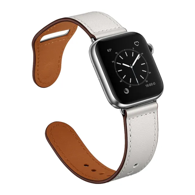 【YUNMI】Apple Watch Series 9/8/7/6/5/4/3/2/1/SE/Ultra 通用 按扣真皮錶帶 替換腕帶(iwatch替換錶帶)