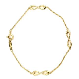 【Tiffany&Co. 蒂芙尼】18K金-三個Infinity無限符號墜飾手鍊