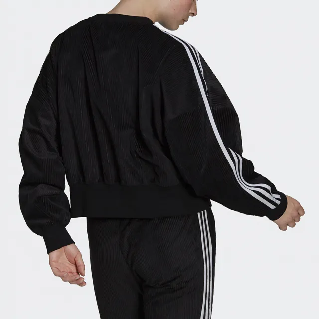 【adidas 愛迪達】雙11 運動上衣 長袖上衣 衛衣 大學T 女上衣 黑 SWEATSHIRT(H37848)