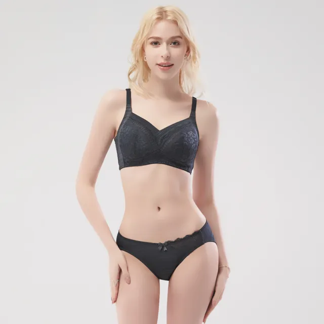 【Swear 思薇爾】輕沁舒系列M-XL蕾絲低腰三角女內褲(藏青灰)