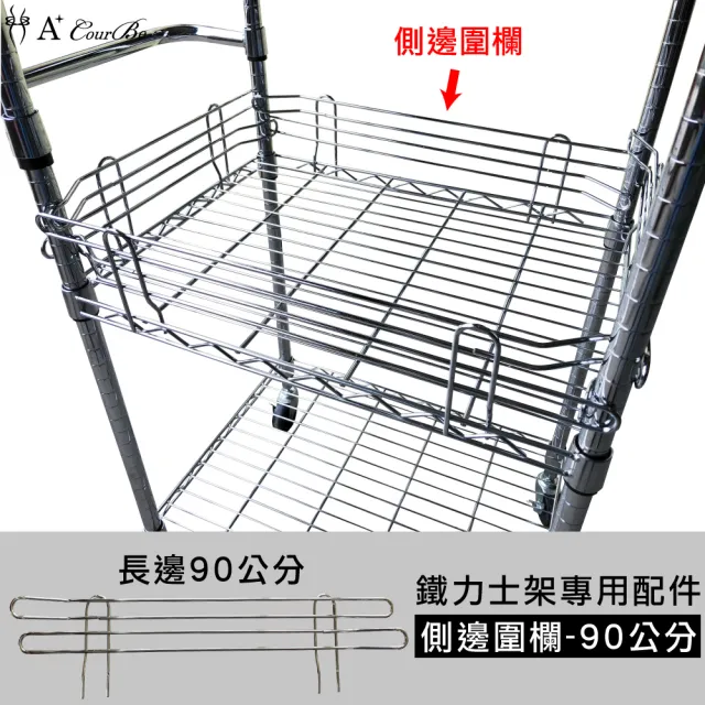 【A+Courbe】90cm側邊圍欄1入-MIT鐵力士架專用鍍鉻配件