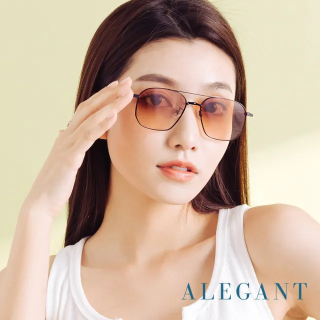 【ALEGANT】歐美復古慕斯棕漸層雙樑設計偏光飛官墨鏡/UV400太陽眼鏡(瓦維爾的鐘樓光輝)