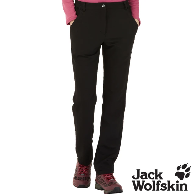 【Jack wolfskin 飛狼】女 彈性親膚防潑水休閒長褲(黑色)