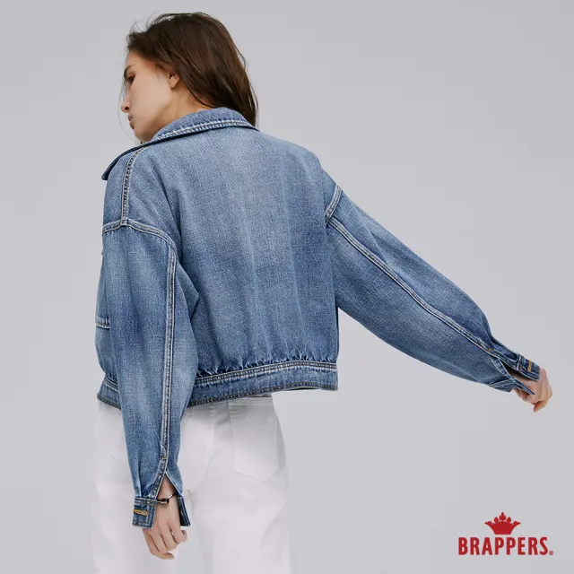 【BRAPPERS】女款 中寬版落肩牛仔外套(深藍)