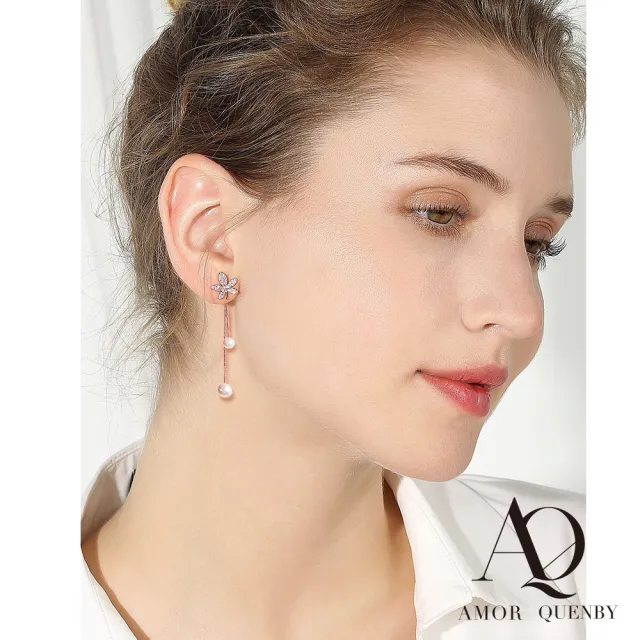 【AQ】925純銀一款兩戴玫瑰金楓葉長耳環/耳針(飾品/配件/玫瑰金楓葉)