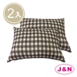 【J&N】精緻印花格紋腰枕-28*40cm咖啡(2 入)