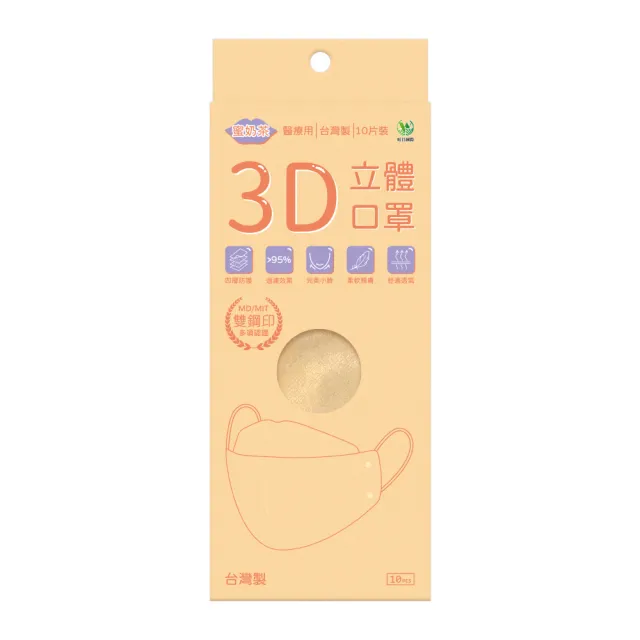 【旺昌】KF94立體醫用四層口罩未滅菌 單片包-10片/盒  7色任選(立體口罩 KF94 4D 3D立體)