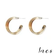 【INES】925銀針耳環 復古耳環 豹紋耳環/韓國設計S925銀針經典C圈復古豹紋造型耳環(2色任選)