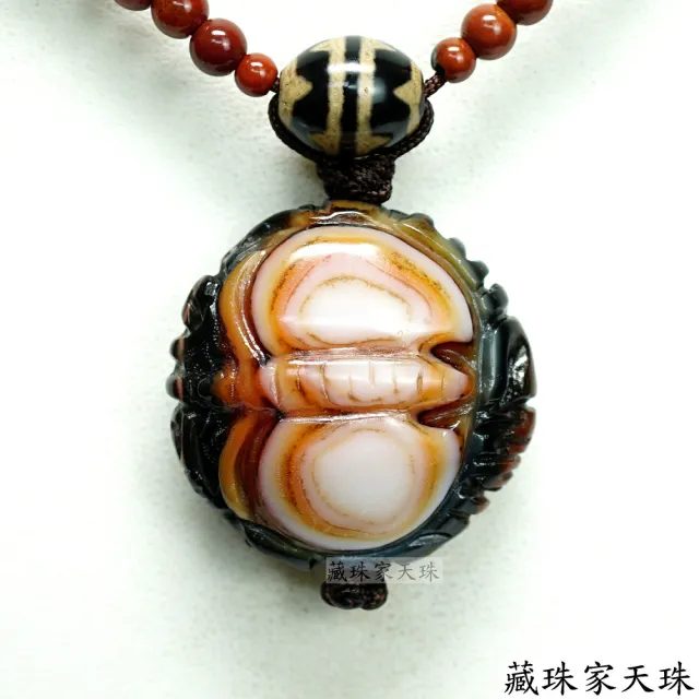 【藏珠家】精品33mm雪花金剛杵後+六字大明咒天眼天珠項鍊