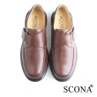 【SCONA 蘇格南】全真皮 輕量Q彈側帶商務鞋(咖啡色 0876-2)