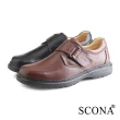 【SCONA 蘇格南】全真皮 輕量Q彈側帶商務鞋(咖啡色 0876-2)
