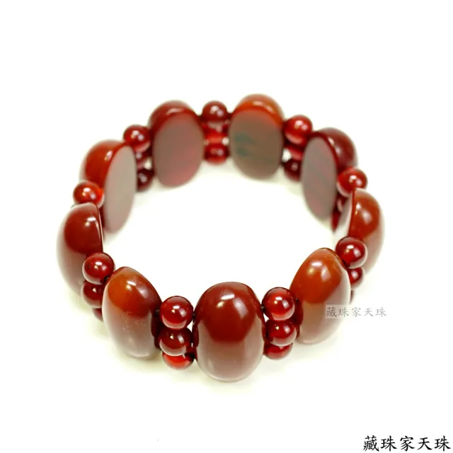 【藏珠家】紅玉髓福份圓滿大板珠天珠手鍊-1
