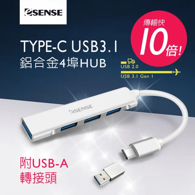 【ESENSE 逸盛】ESENSE S647  4合1 Type-C/USB3.1HUB集線器(支援Type-C手機/筆電)