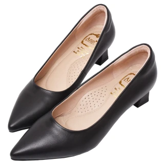 【Ann’S】平衡負擔-頂級綿羊皮性感尖頭粗跟包鞋4.5cm(黑)