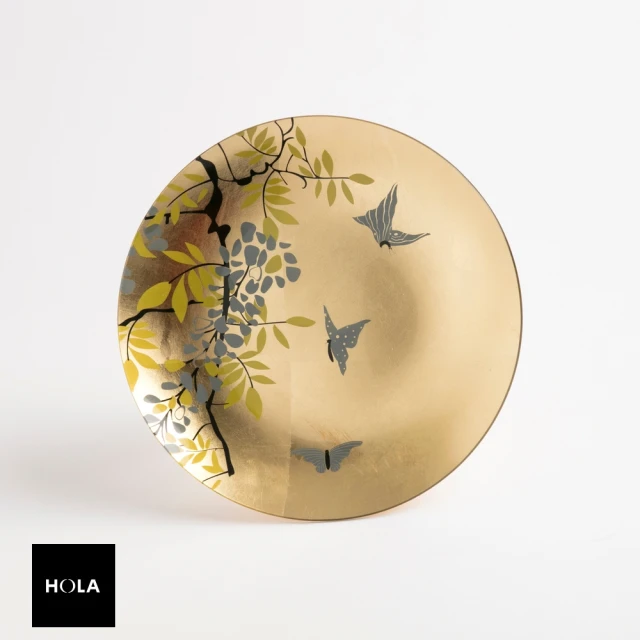 【HOLA】舞蝶花園玻璃圓盤 24.5cm