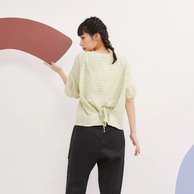 【Dailo】印花繭型後綁帶-女短袖襯衫 印花 白 綠 紫(三色/版型適中)