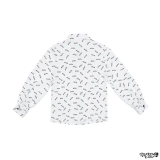 【Chudan 初丹】V領抓皺LOGO印花襯衫