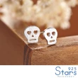 【925 STARS】純銀925可愛卡通愛心骷髏造型耳釘(純銀耳釘 愛心耳釘 卡通耳釘 骷髏耳釘)